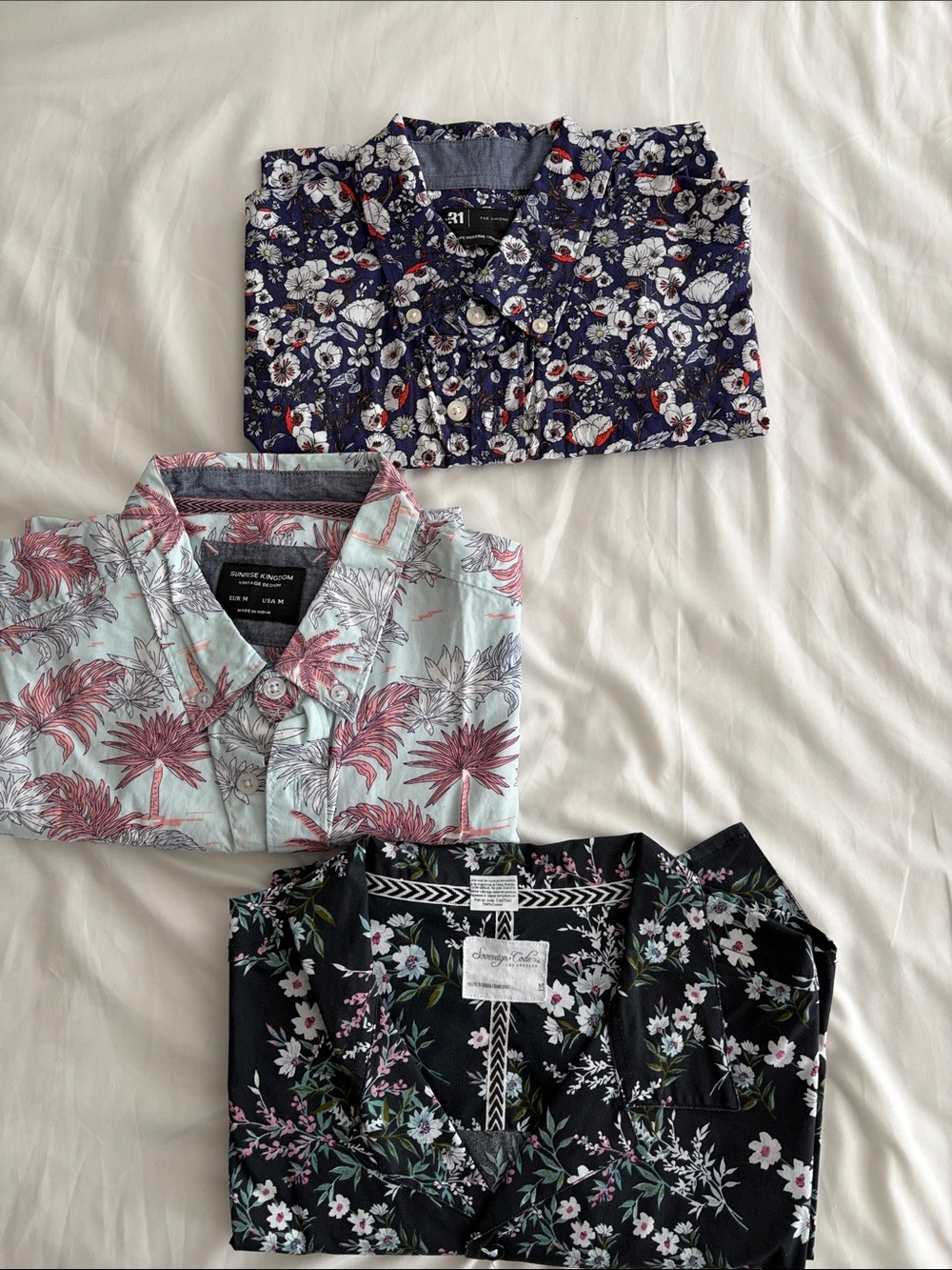 Floral Print Men's Shirt - short sleeve